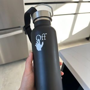 Off white black water bottle